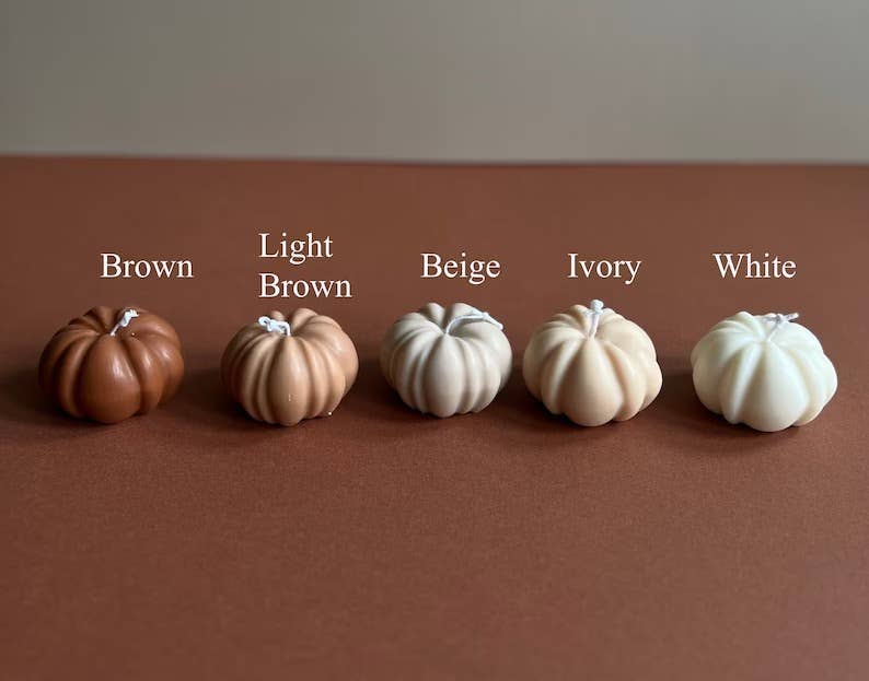 Soy Wax  Autumn Pumpkin Candle - Scented (7.5cm x 4.5cm): Cream / Pumpkin Spice