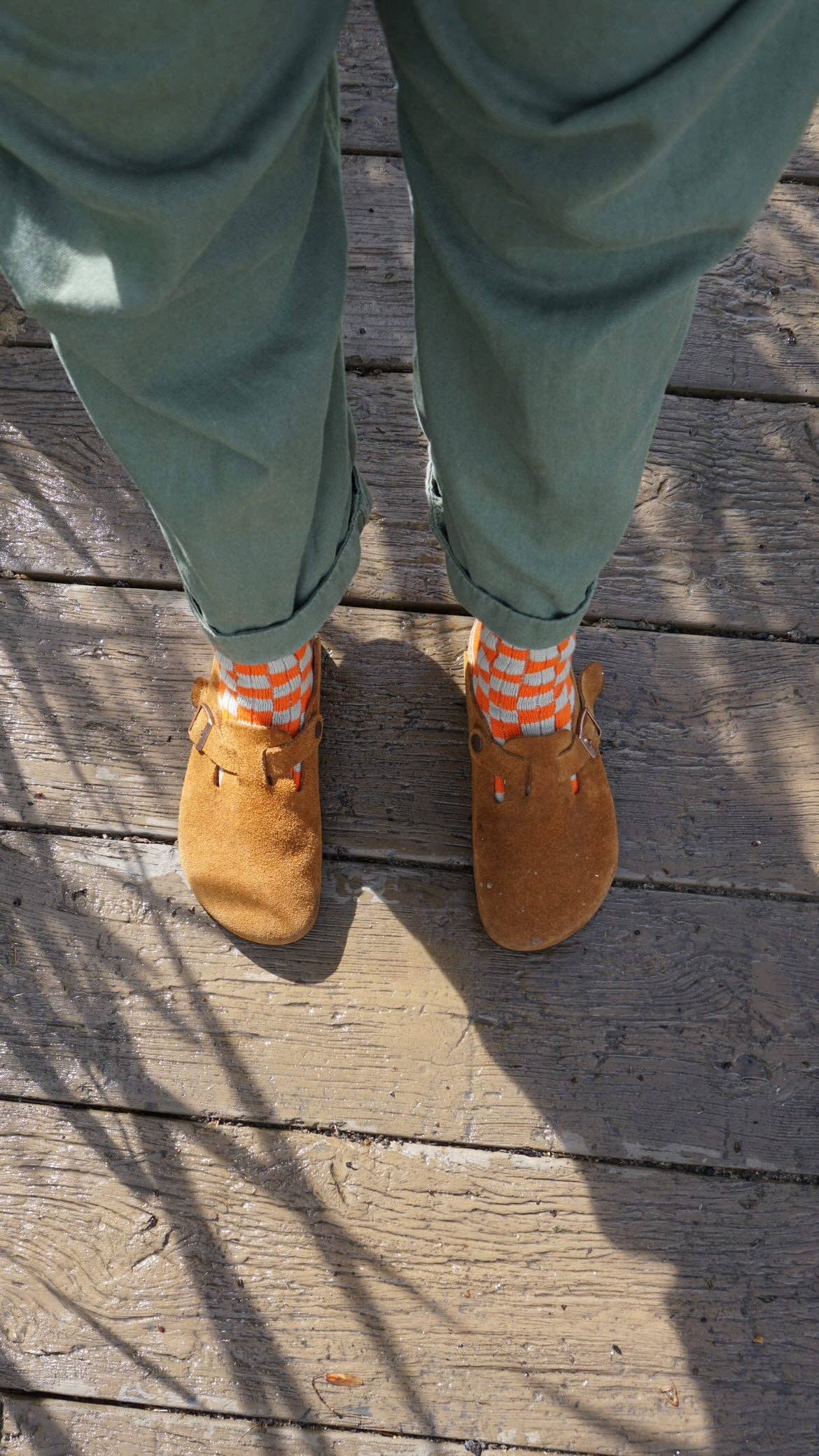 Terracotta Edith Checked Cotton Socks: Terracotta