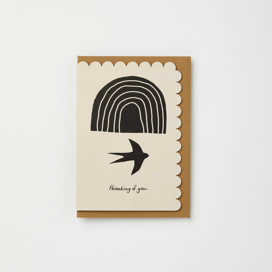 Thinking of you swallow rainbow sympathy card: Naked cards
