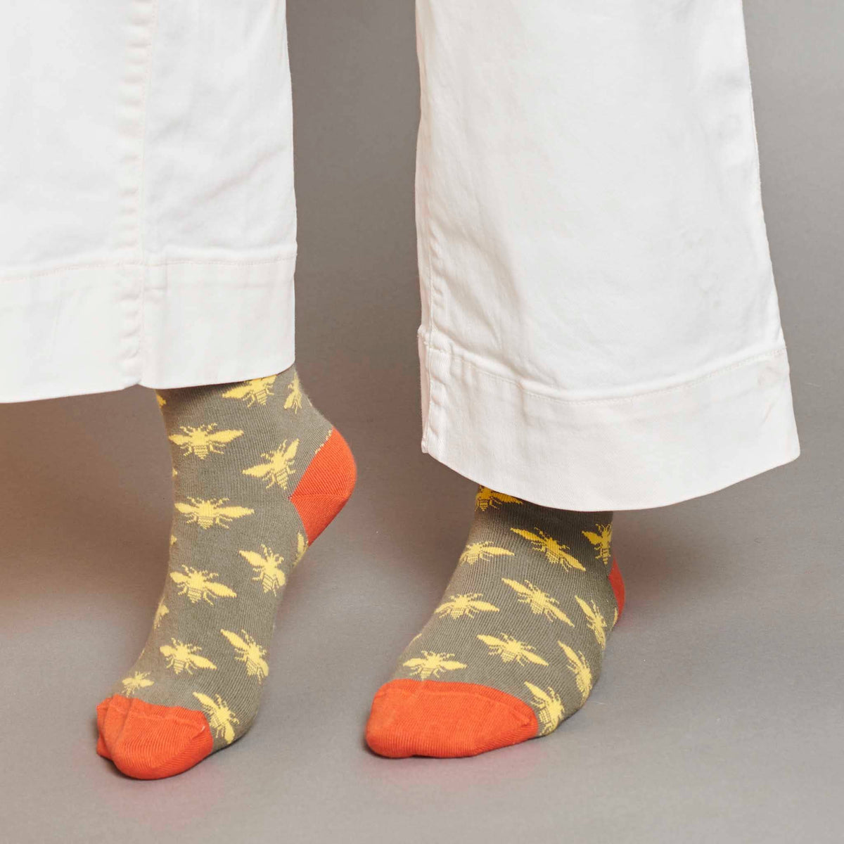 Women's Organic Cotton Crew Socks 2026: SMALL CHECK - LILAC/GREY / 4-7 UK / 6.5-9.5 US