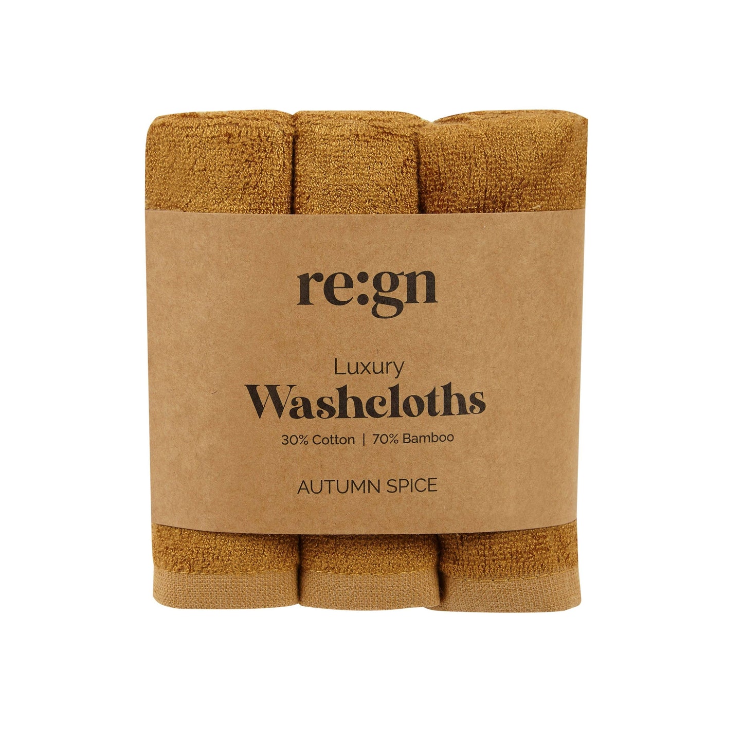 Re:gn Luxury Bamboo Face Cloths – Ultra-Soft - 3 Pack: Autumn Spice