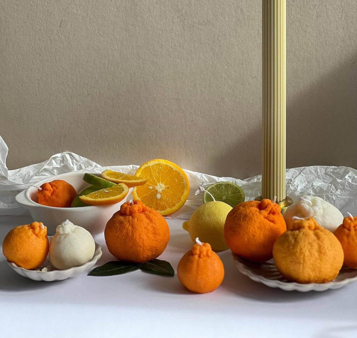 Soy wax Orange shaped candles / Tangerine Fruit Candle: Orange / Lemon & Lavander / Large