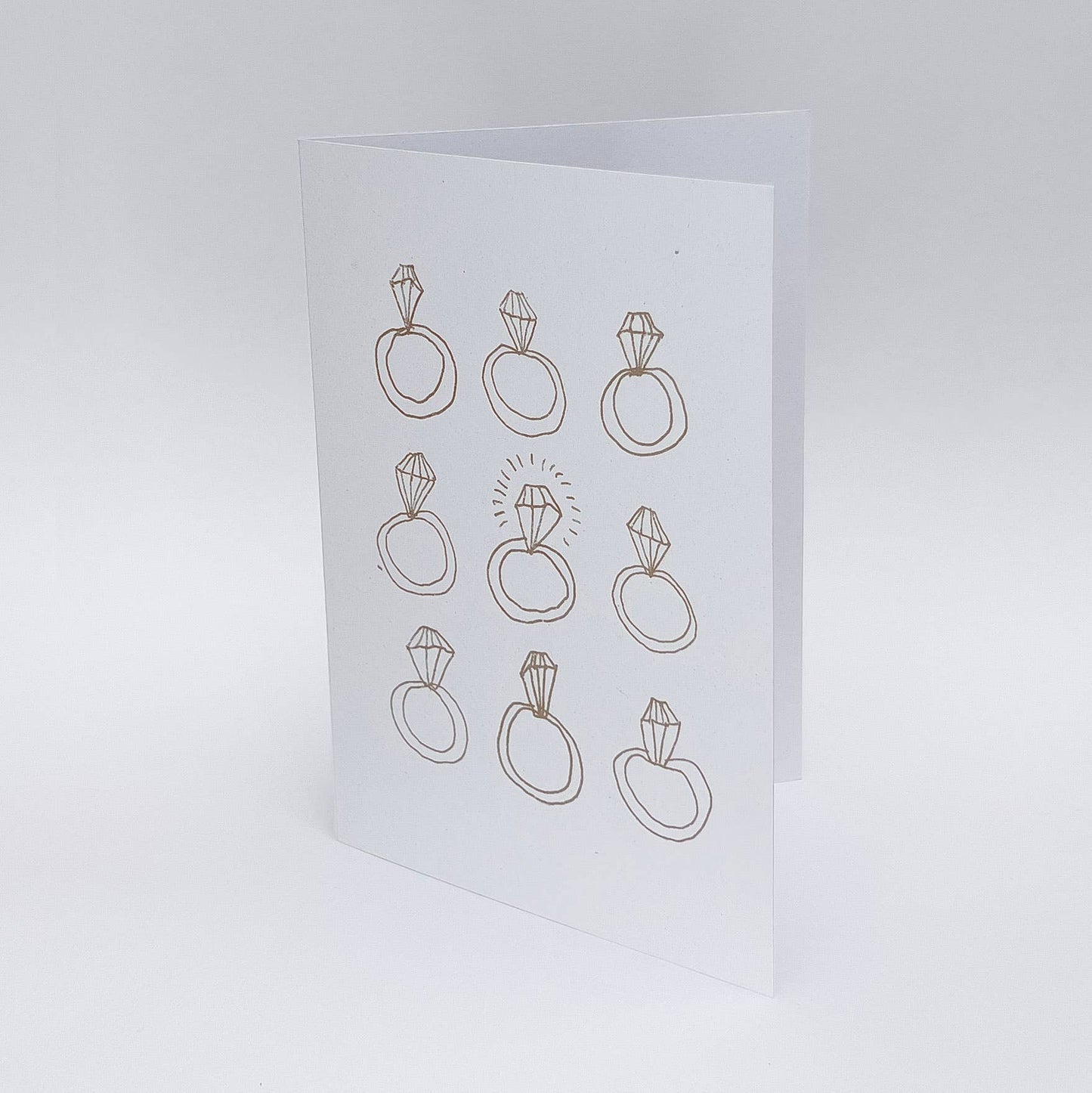Engagement Ring Illustrated Risograph Card | Gold Ink: With Bio Cello