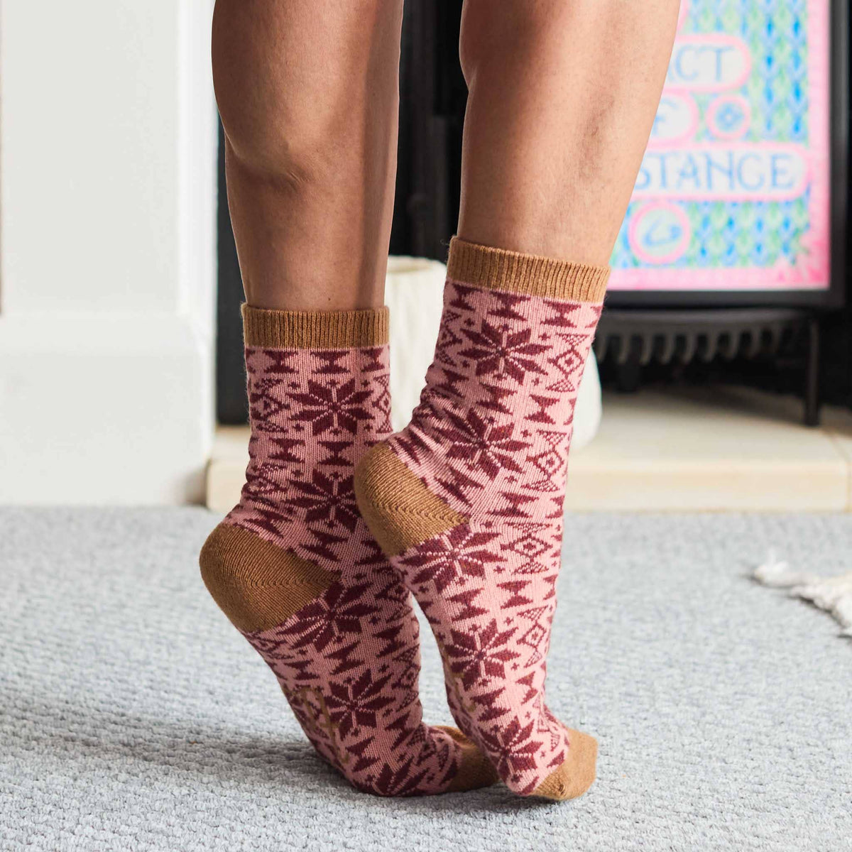 Women's Lambswool Ankle Socks 2026: FAIR ISLE - MINT / TEAL