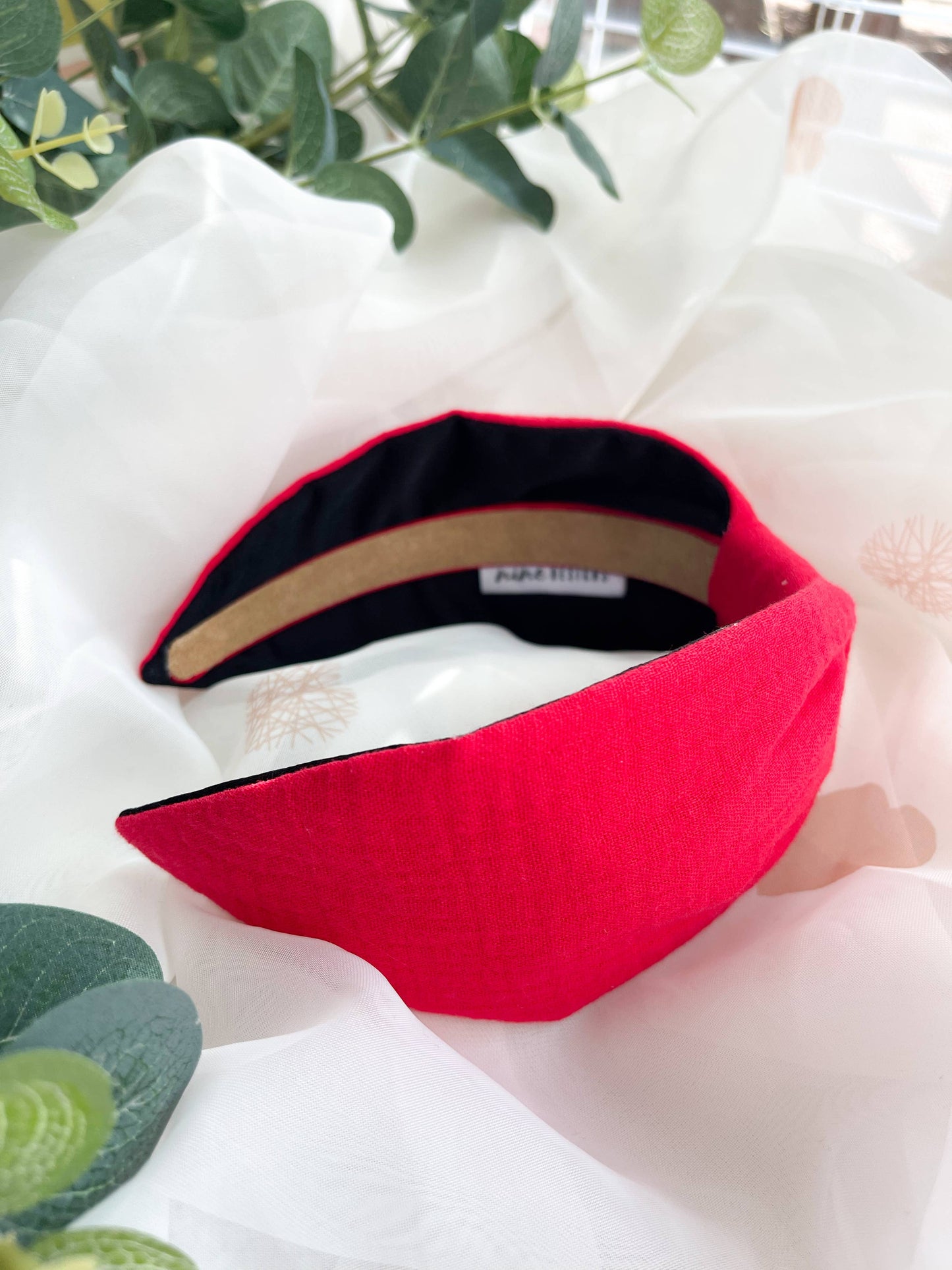 Womens Hair Accessory - Turban Fabric Headband - Red
