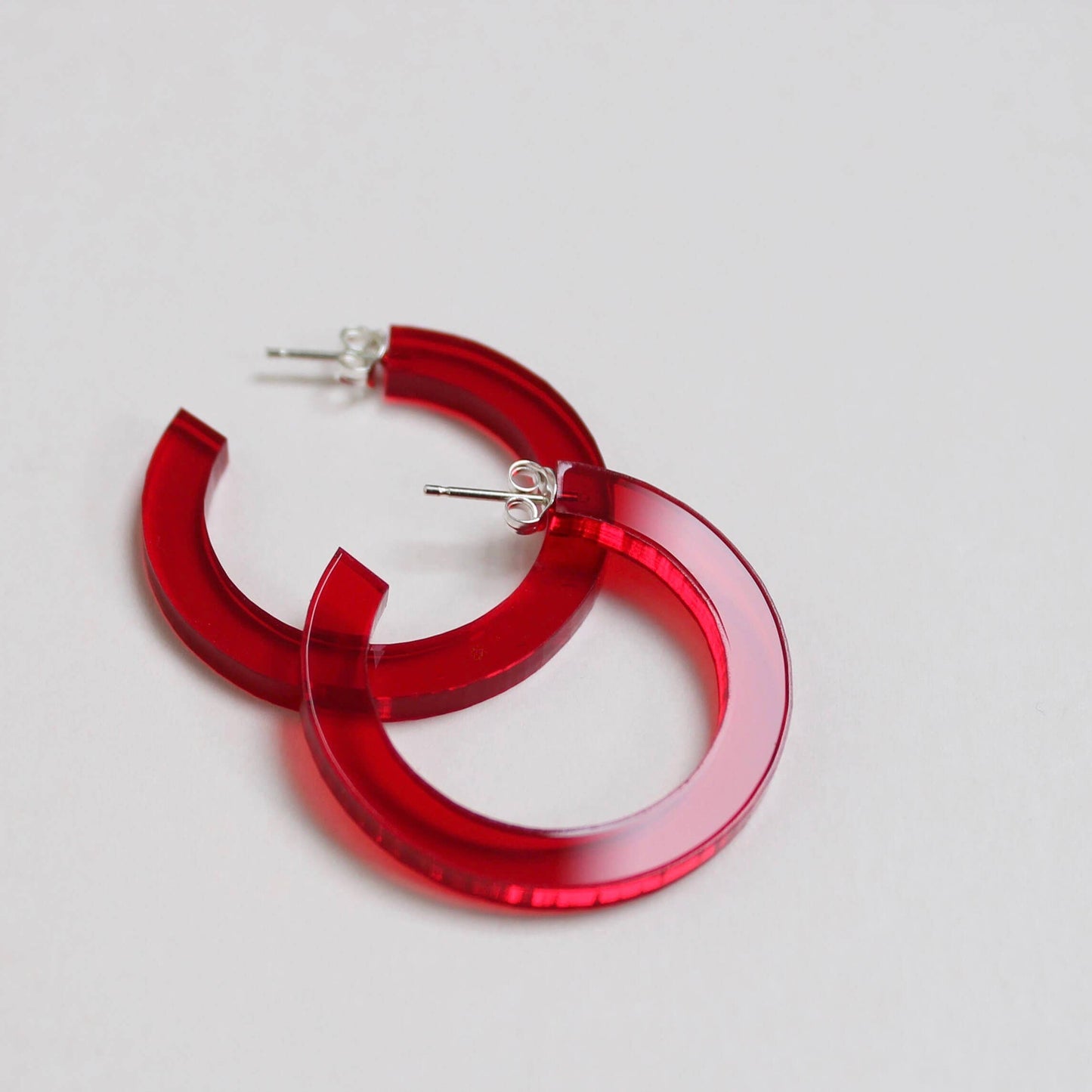 Perspex Colourful Hoop Earrings: Light green