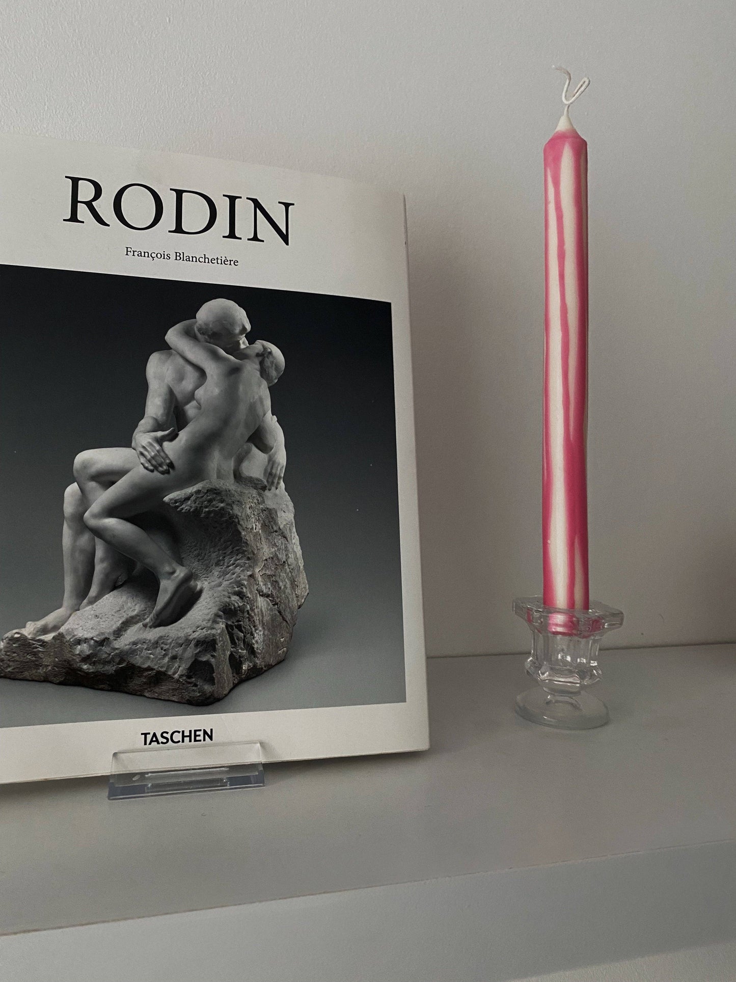 Pink Abstract Drip Candle sticks Set. Vegan, soy.