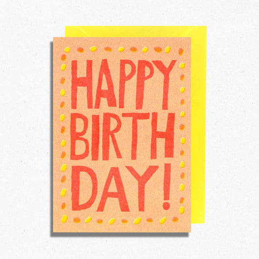 Birthday Card in Red | Risograph Printed | Happy Birthday: With Bio Cello