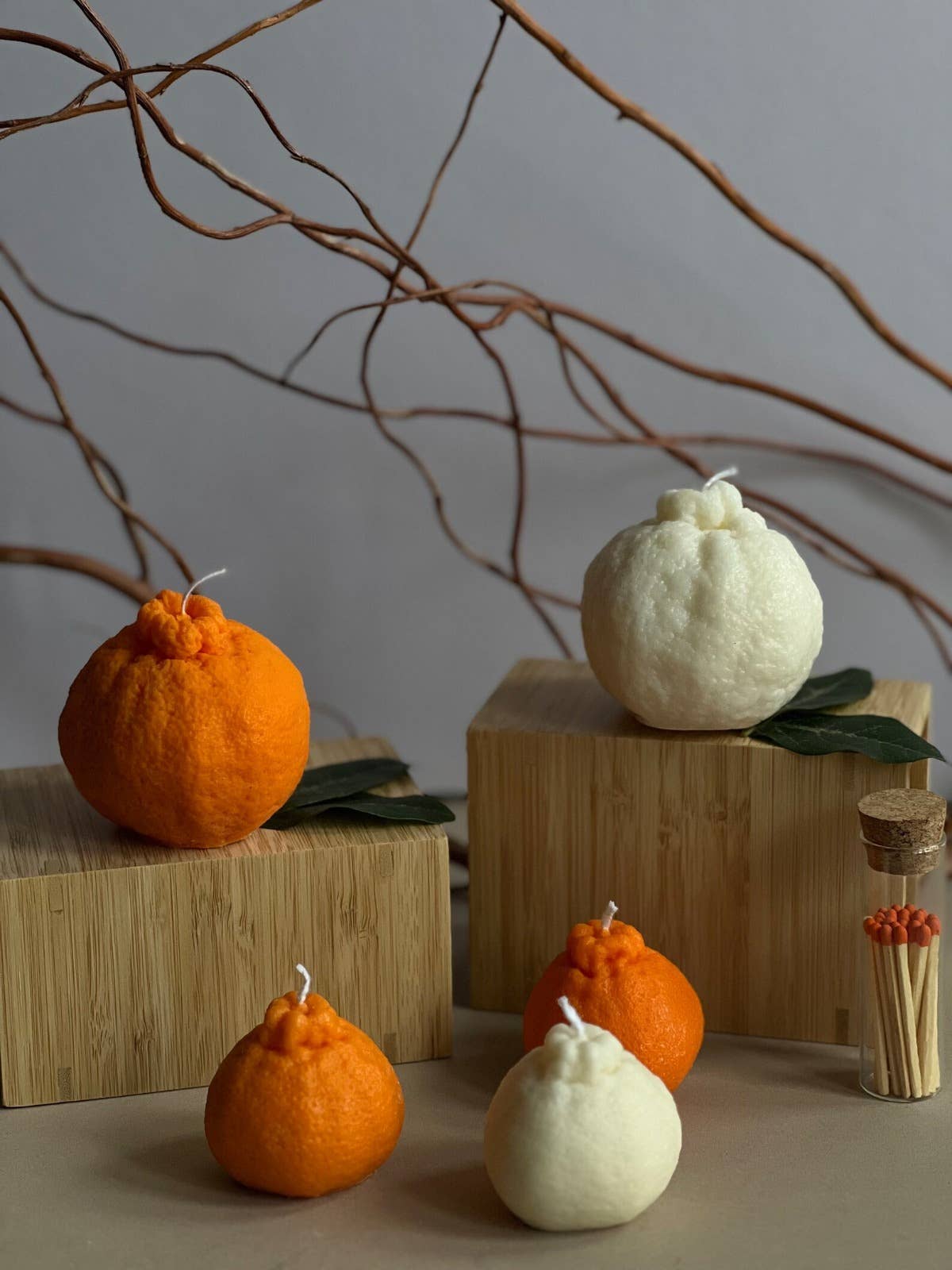 Soy wax Orange shaped candles / Tangerine Fruit Candle: Orange / Lemon & Lavander / Large