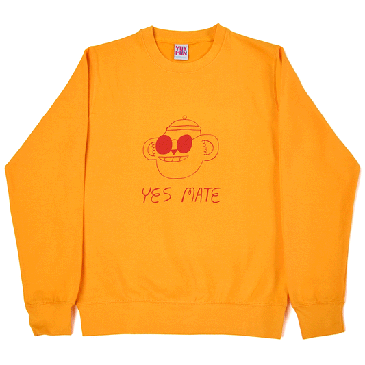 YUK FUN Yes Mate No Mate Yellow Sweatshirt: M