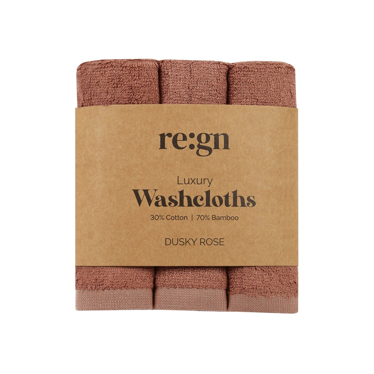 Re:gn Luxury Bamboo Face Cloths – Ultra-Soft - 3 Pack: Dusky Rose