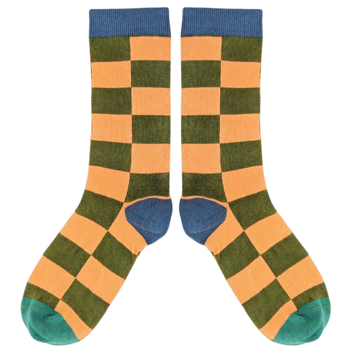 Women's Organic Cotton Crew Socks 2026: SMALL CHECK - LILAC/GREY / 4-7 UK / 6.5-9.5 US