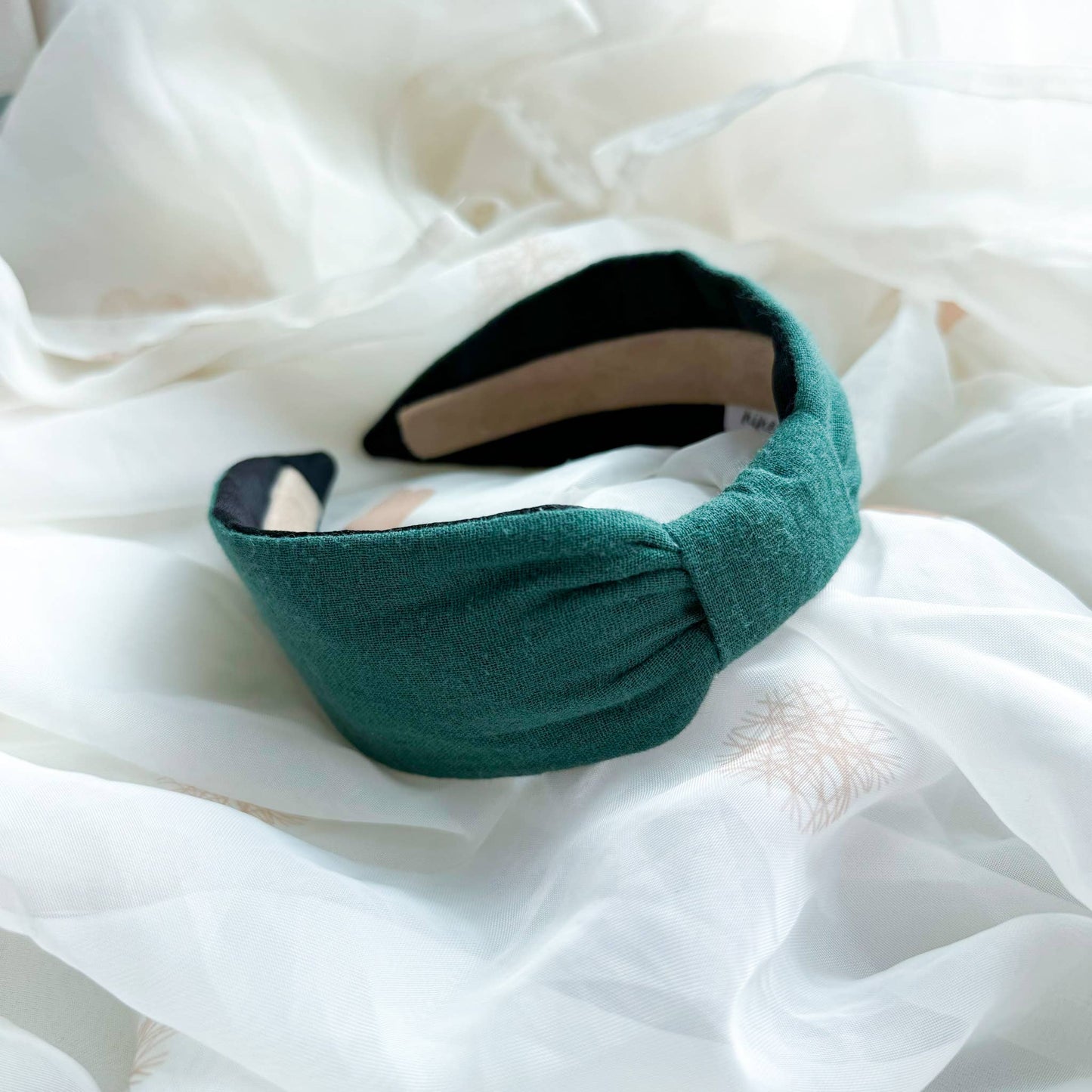 Womens Hair Accessory - Flat Knot Headband - Forest Green