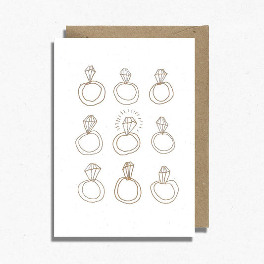 Engagement Ring Illustrated Risograph Card | Gold Ink: With Bio Cello