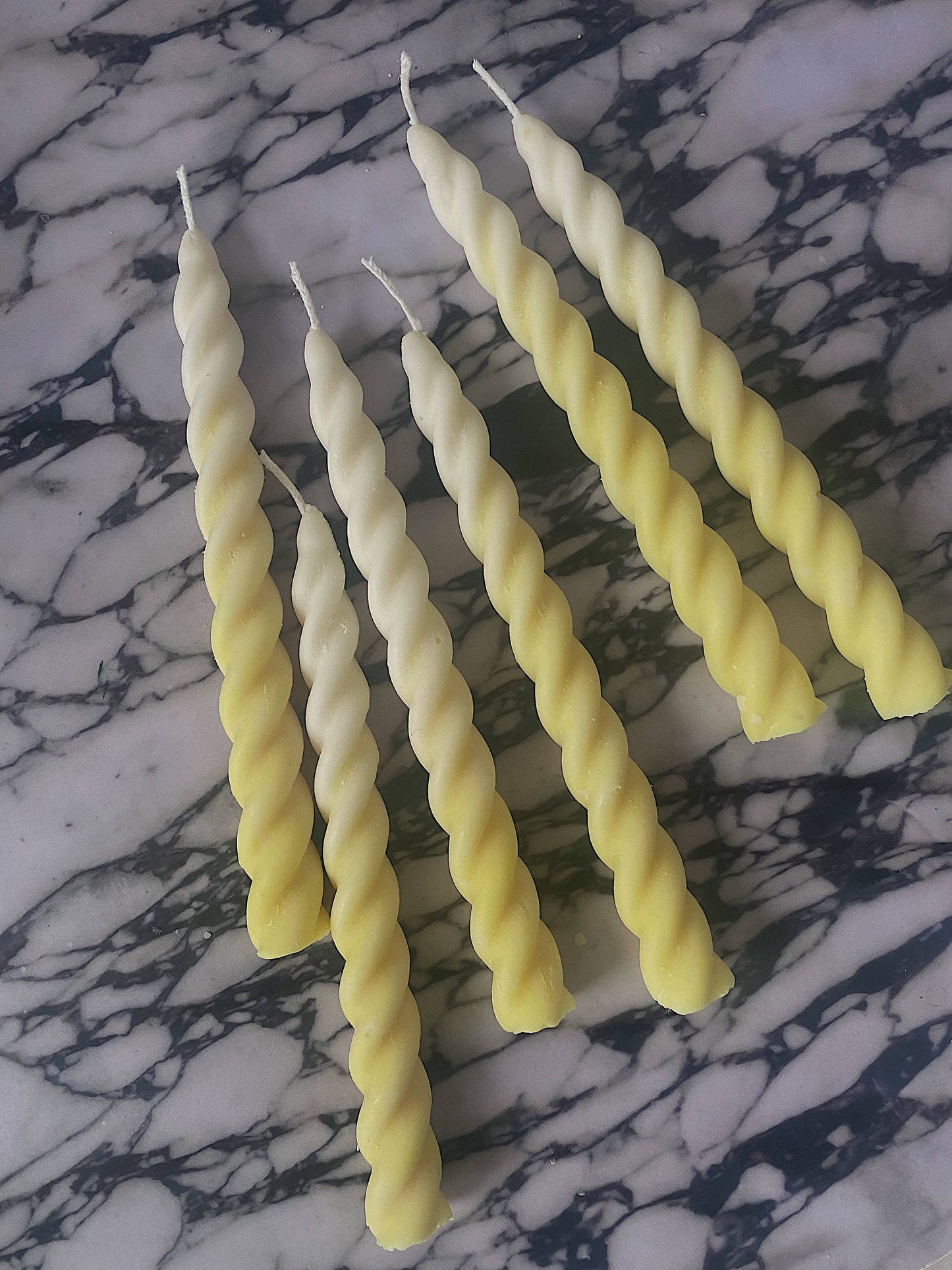 Ombre Lemon Curd Candle sticks Set. Vegan, soy