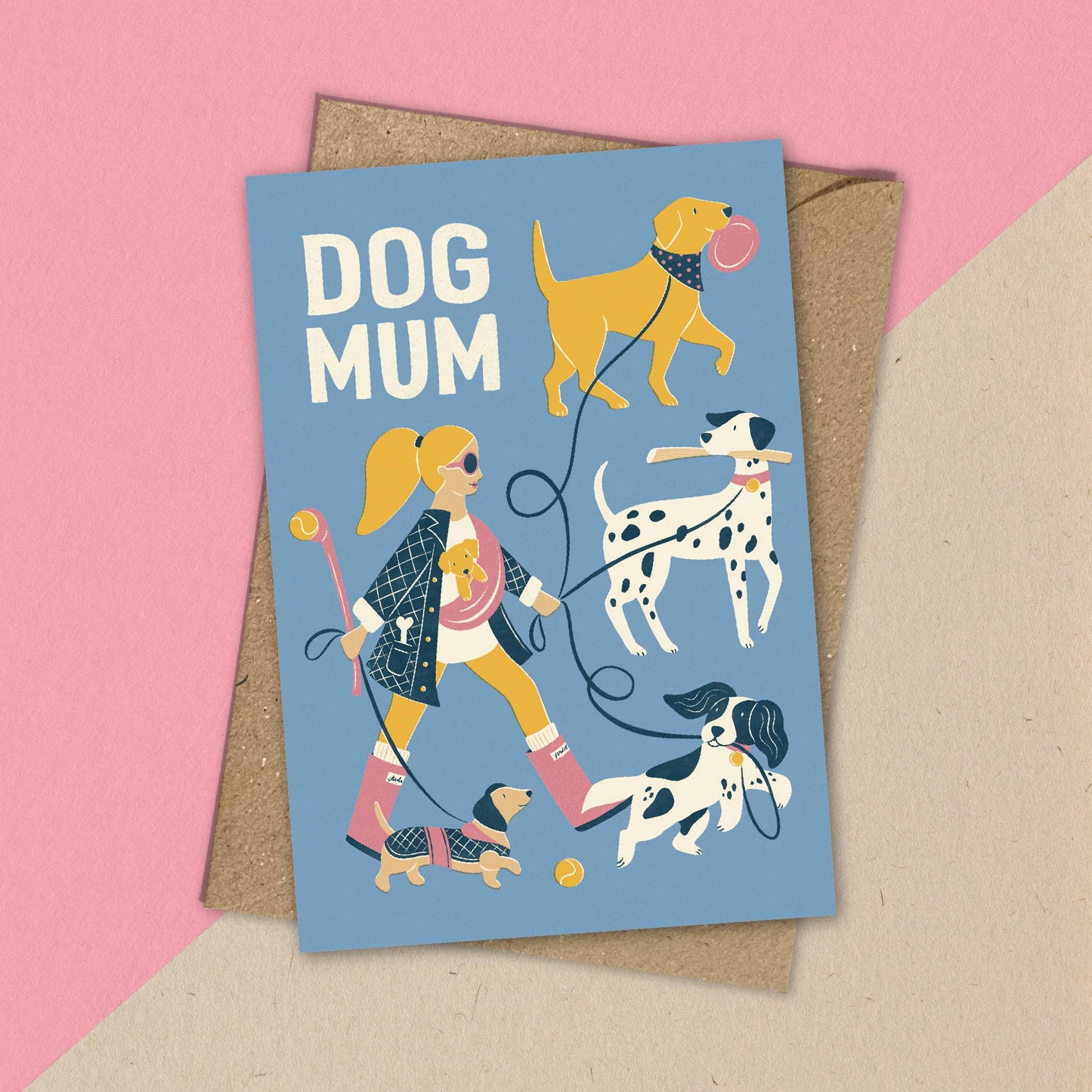 Dog Mum |  Fun Dog Walking Greeting Card: Naked